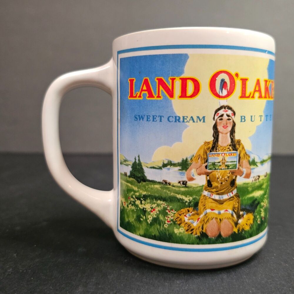 Vtg Land O'Lakes Butter Coffee Mug Retired Native American Indian Logo Shafford